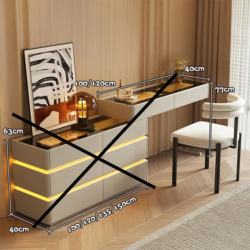 Nordic Solid Wood Dressers Bedroom Modern Dressing Table Drawer Integrated Home Small Apartment Makeup Table with LED Mirror - view 49