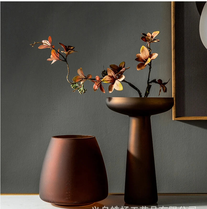 Nordic Frosted Glass Vase | Light Luxury Tabletop & Hydroponic Accent