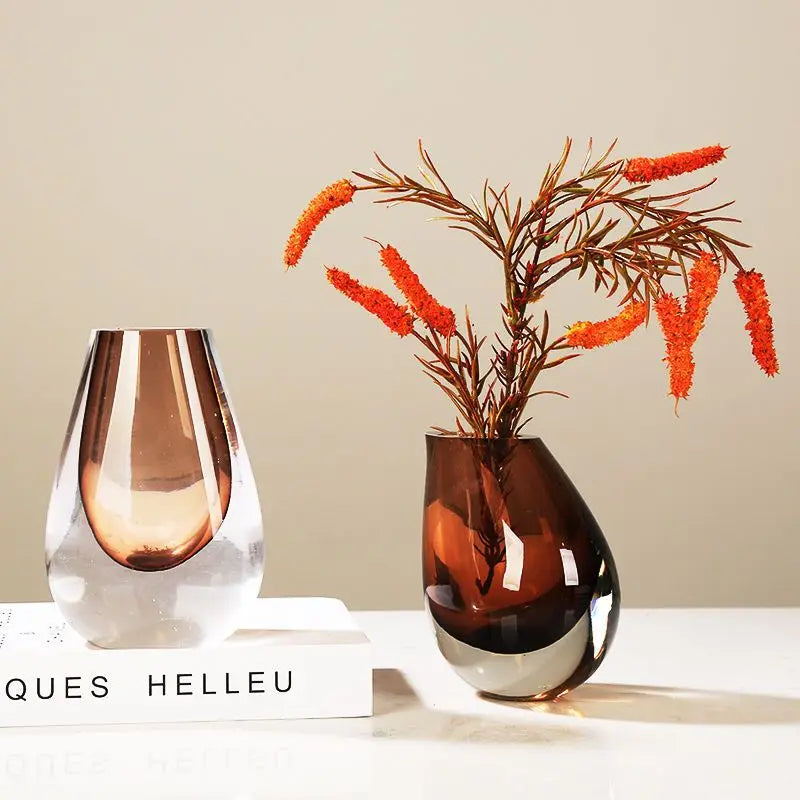 Minimalist Art Glass Vase | Hydroponic & Floral Display Accent