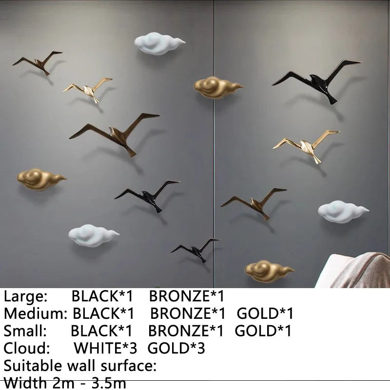 Luxury Pure Copper Seagull Statue Wall Hanging Metal Bird Sculpture Ornament Retro Office Cafe Wall Decoration Home Decor Gift