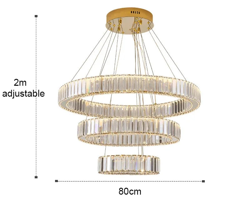 Modern Luxury Ring Crystal Led Ceiling Chandelier Living Dining Room Bedroom Lustre Decor Pendant Lights Hanging Lamp Fixture