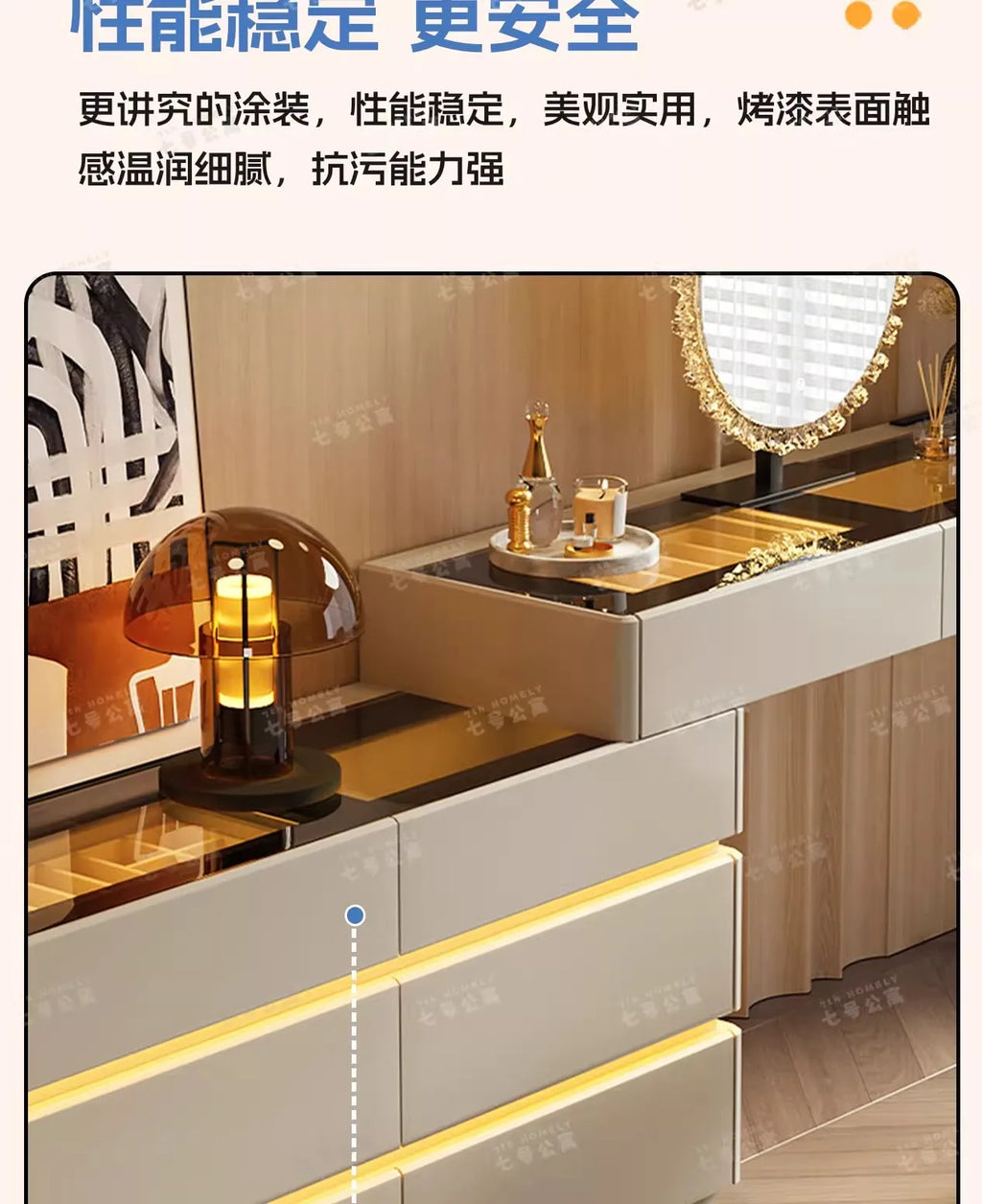 Nordic Solid Wood Dressers Bedroom Modern Dressing Table Drawer Integrated Home Small Apartment Makeup Table with LED Mirror - view 24