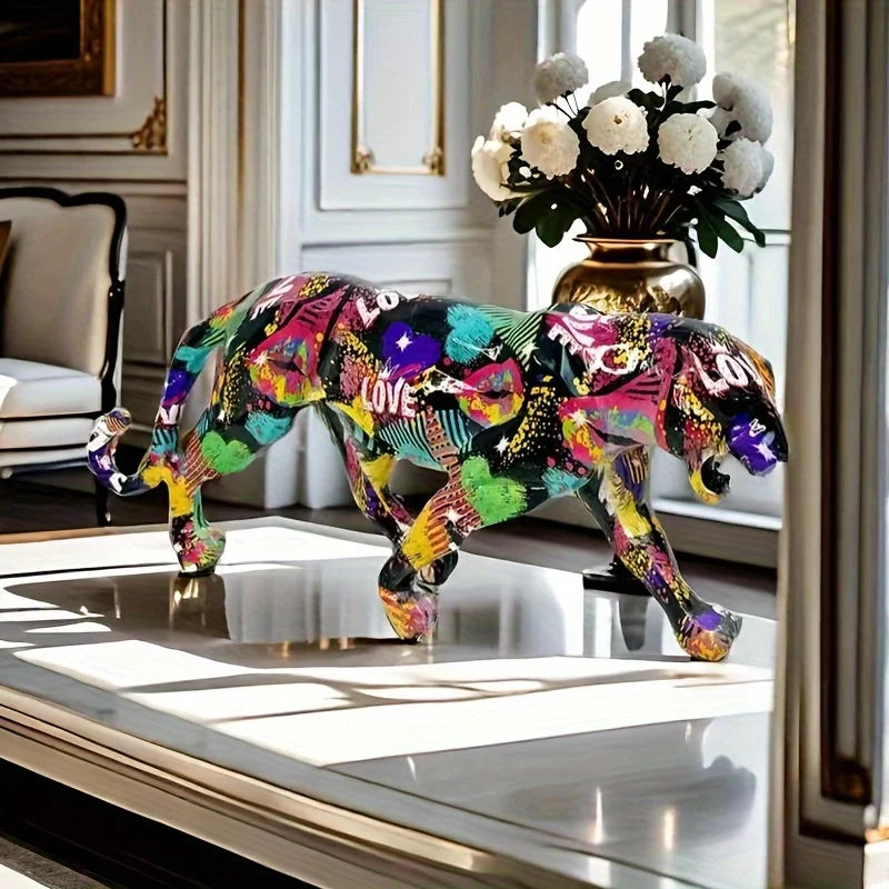 1pc Hand-Painted Realistic Leopard Resin Statue Color-Changing Creative Art Sculpture for Home Office Living Room Desktop Decor