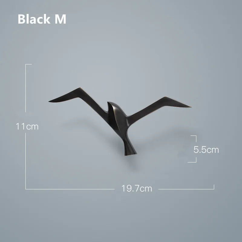 Luxury Pure Copper Seagull Statue Wall Hanging Metal Bird Sculpture Ornament Retro Office Cafe Wall Decoration Home Decor Gift