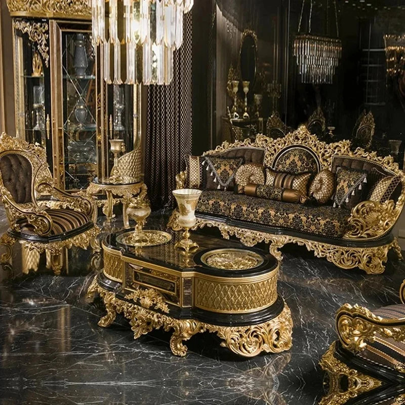 Antique Baroque Style Luxury Sofa Set for Living Room
