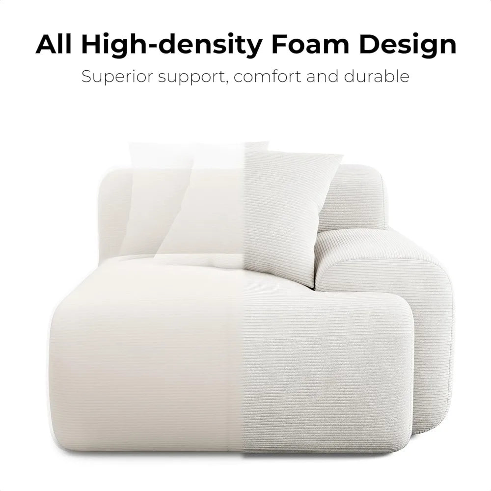 118" Modern L-Shaped Modular Corduroy Sectional Sofa