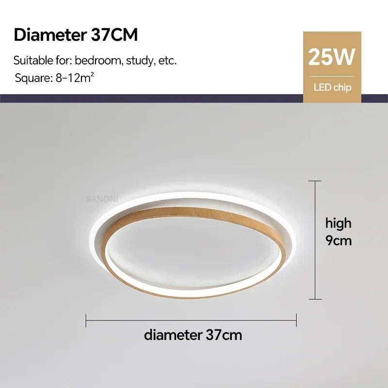 DAMIASMIL LED Modern Ceiling Lamp Creative Round Walnut Wood Color Ceiling Light for Bedroom Study Restaurant Lighting Lustre - view 26