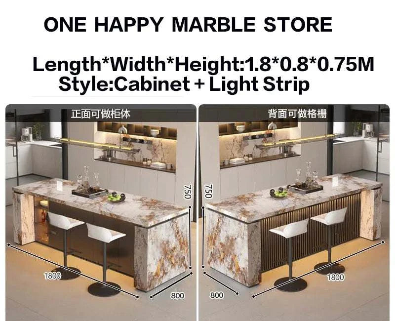 Luxury Marble Kitchen Island Dining Table, Custom Modern Bar Countertop
