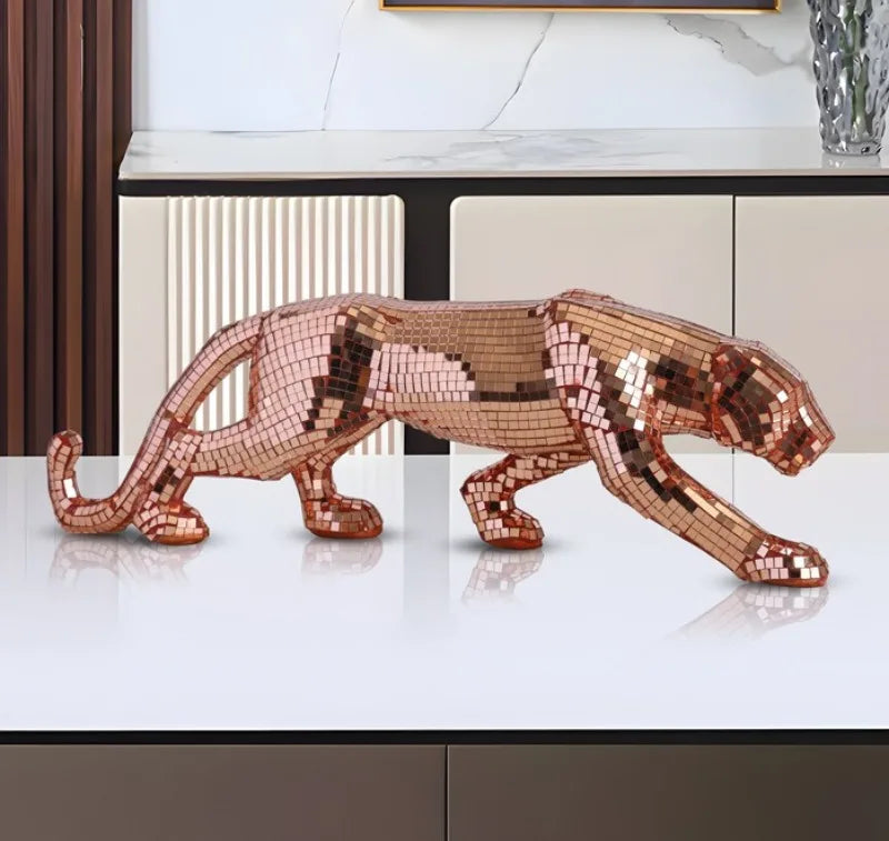 Modern Luxury Leopard Sculptures Desk Ornaments Art Leopard Figurines Living Room Creative Animals Sculptures Bedroom Home Decor