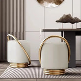 Nordic modern dressing table set featuring elegant stools with gold accents and a minimalist design in a stylish interior.