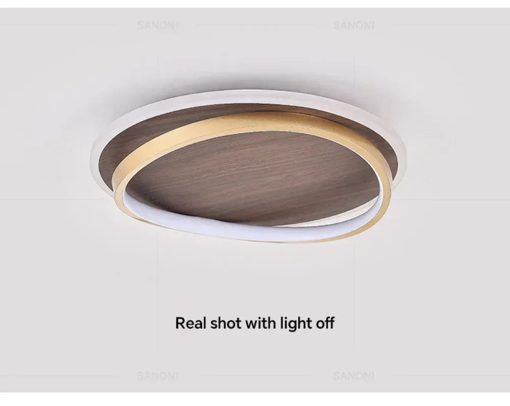 DAMIASMIL LED Modern Ceiling Lamp Creative Round Walnut Wood Color Ceiling Light for Bedroom Study Restaurant Lighting Lustre - view 16