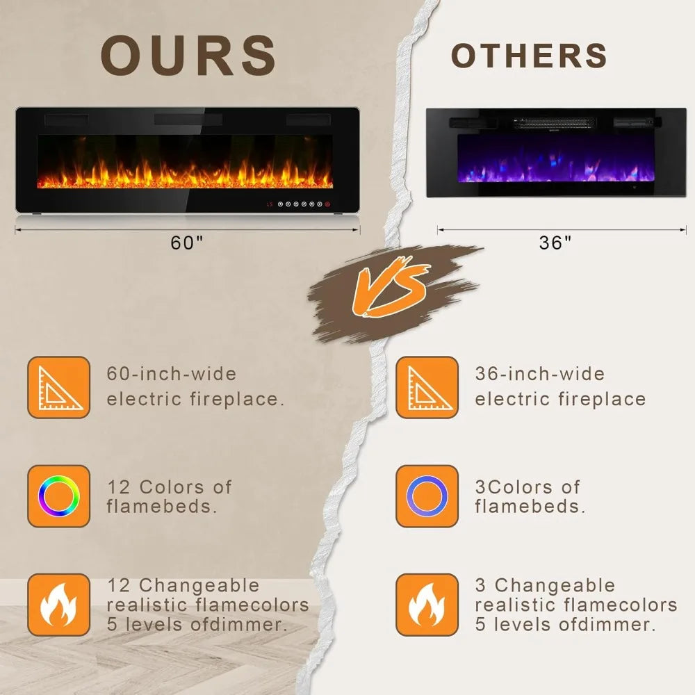 65''Fireplace TV Stand with 60" Fireplace,Entertainment Center