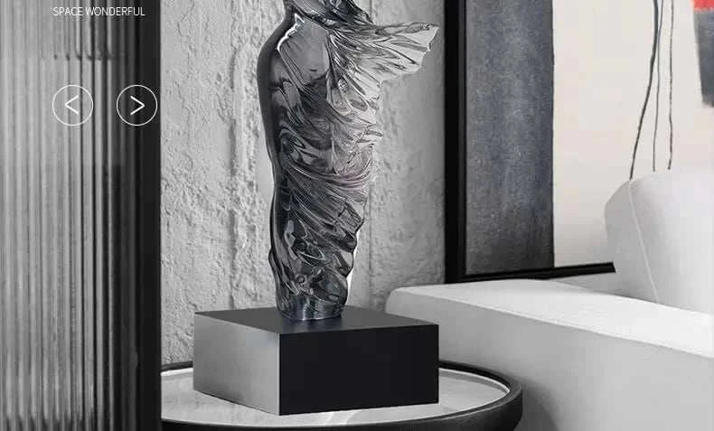 Decorative sculpture on a stand in an interior setting