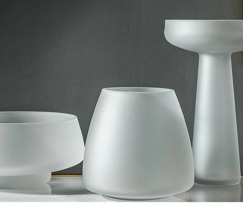 Nordic Frosted Glass Vase | Light Luxury Tabletop & Hydroponic Accent