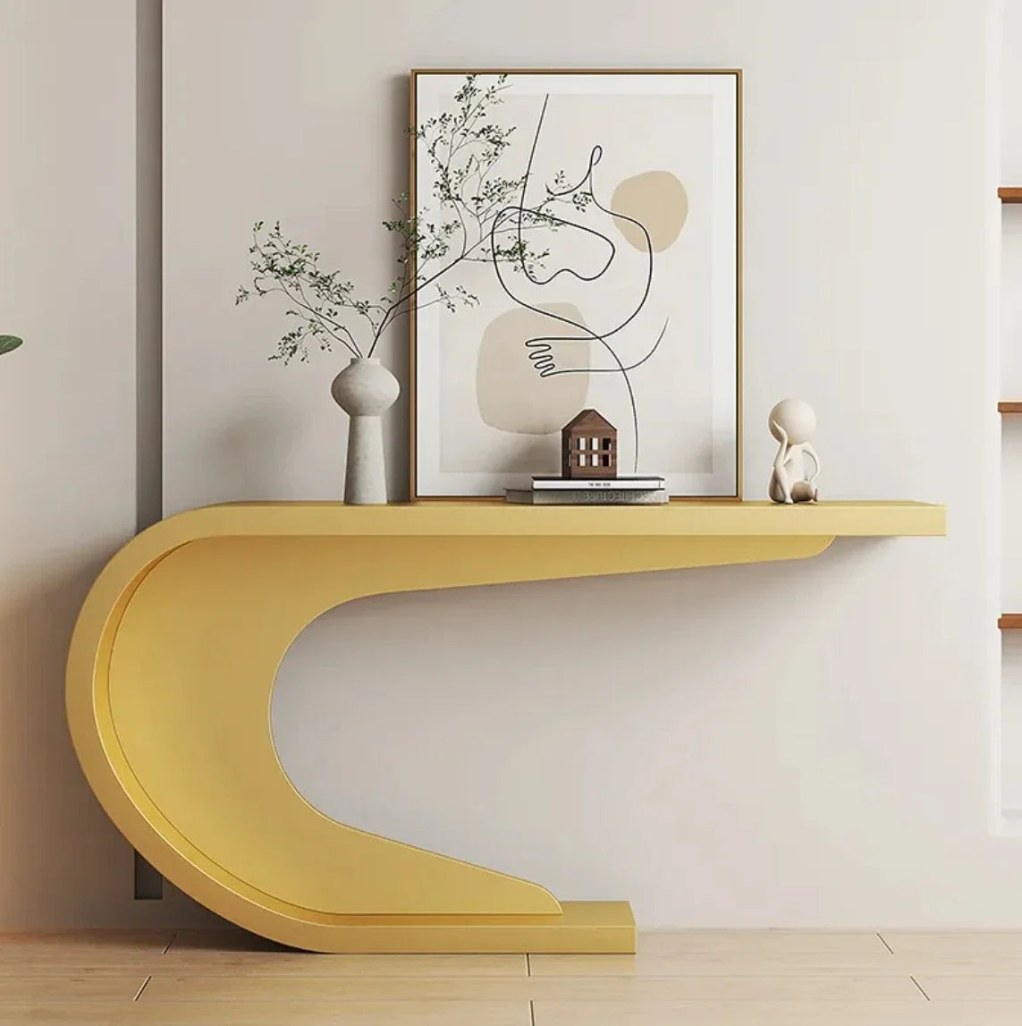 Stainless Steel Modern Console Table with Marble Top