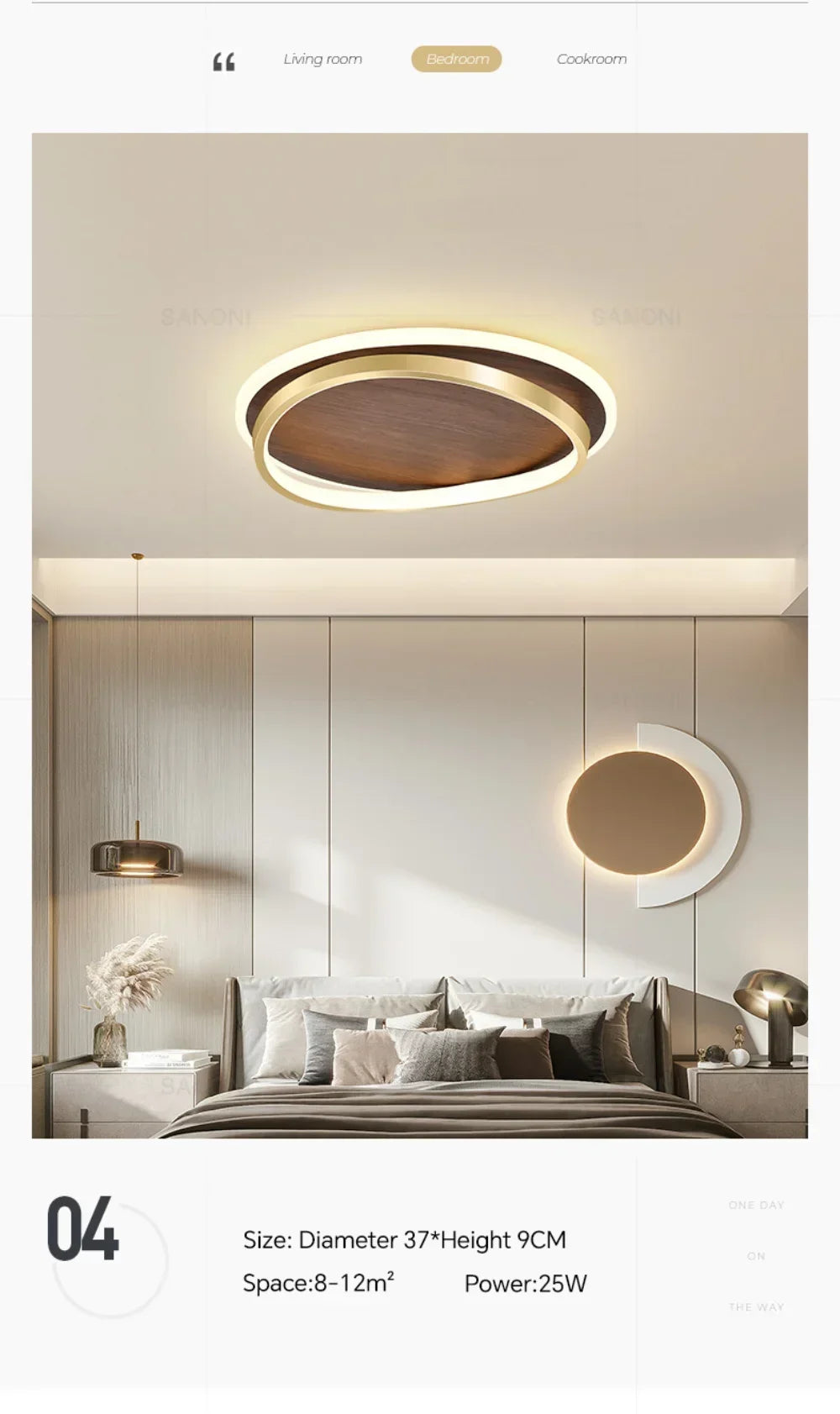 DAMIASMIL LED Modern Ceiling Lamp Creative Round Walnut Wood Color Ceiling Light for Bedroom Study Restaurant Lighting Lustre - view 14