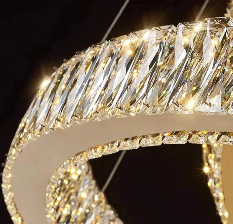 Elegant hall chandelier with crystal design and soft LED lighting for modern interiors