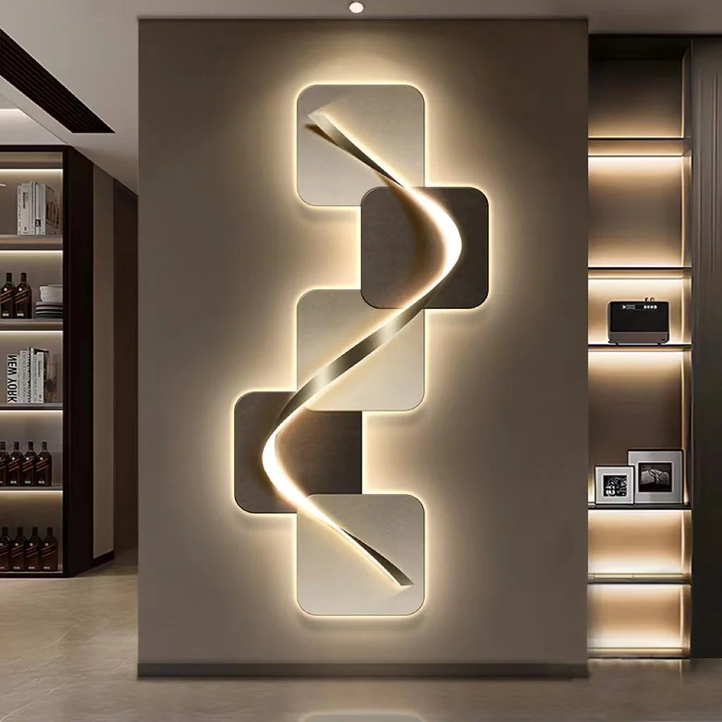 Light luxury entrance hall decoration painting, LED lights, Italian minimalist living room, high-end mural in the corridor - view 1