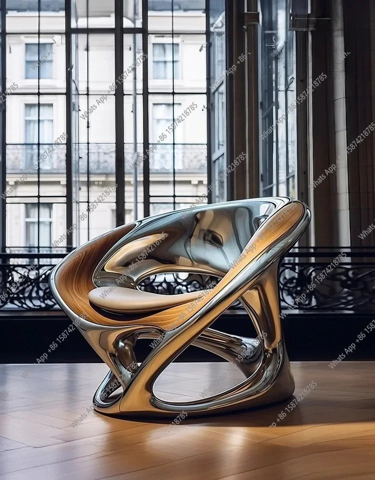 MX Nordic Designer Creative Leisure Chair Living Room Balcony Single Sofa Negotiation Chair Hollow Electroplating Chair