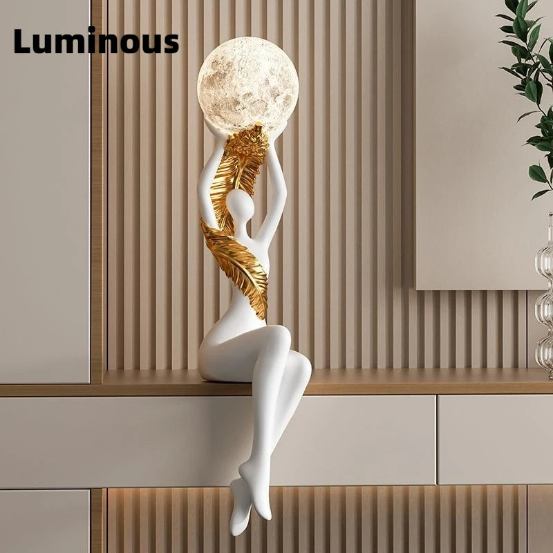 Resin Luxury Solid Color Figurines Luminous Character Wine Cabinet Figurines Semi-handmade Creative Modern Simple Home Decor