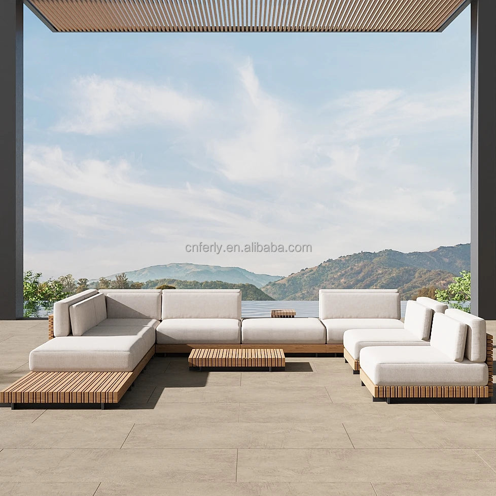 Luxury Solid Wood Outdoor Sofa with Cushions - image 3