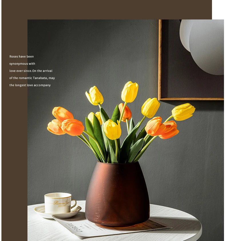 Nordic Frosted Glass Vase | Light Luxury Tabletop & Hydroponic Accent