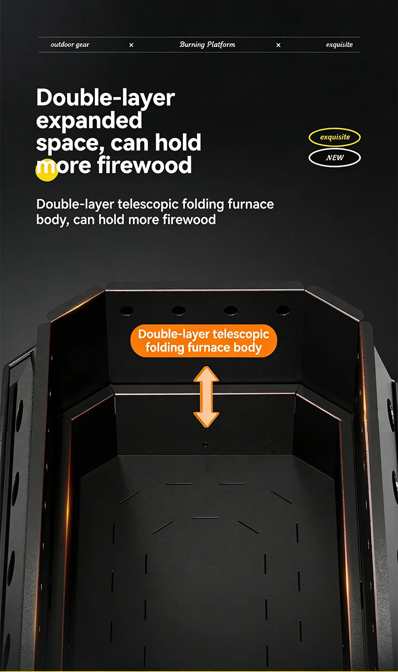 Portable Folding Campfire Grill Outdoor Wood Burning Stove for Camping And Hiking Lightweight Charcoal Fire Pit - view 11