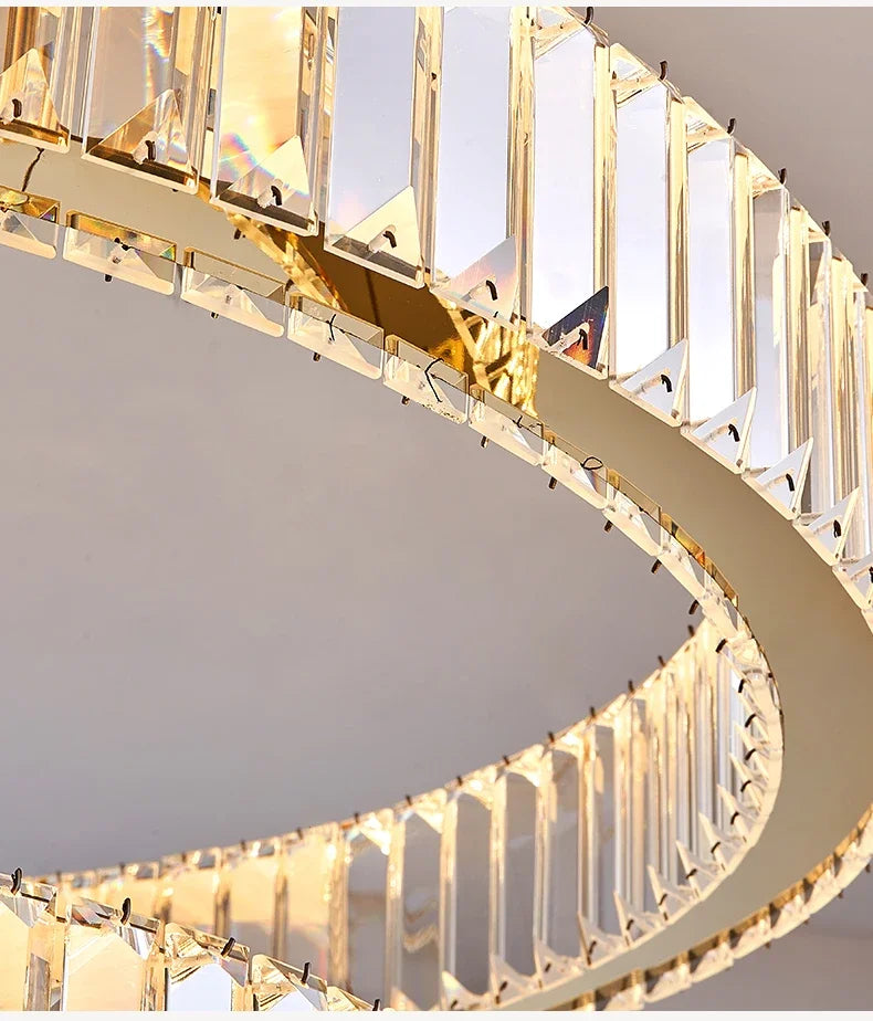 Modern Luxury Ring Crystal Led Ceiling Chandelier Living Dining Room Bedroom Lustre Decor Pendant Lights Hanging Lamp Fixture
