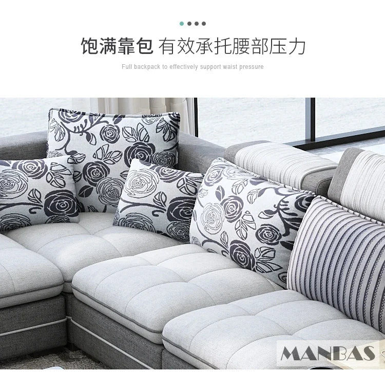 MINGDIBAO Nordic Fabric Sofa Set with Bluetooth Speaker & USB