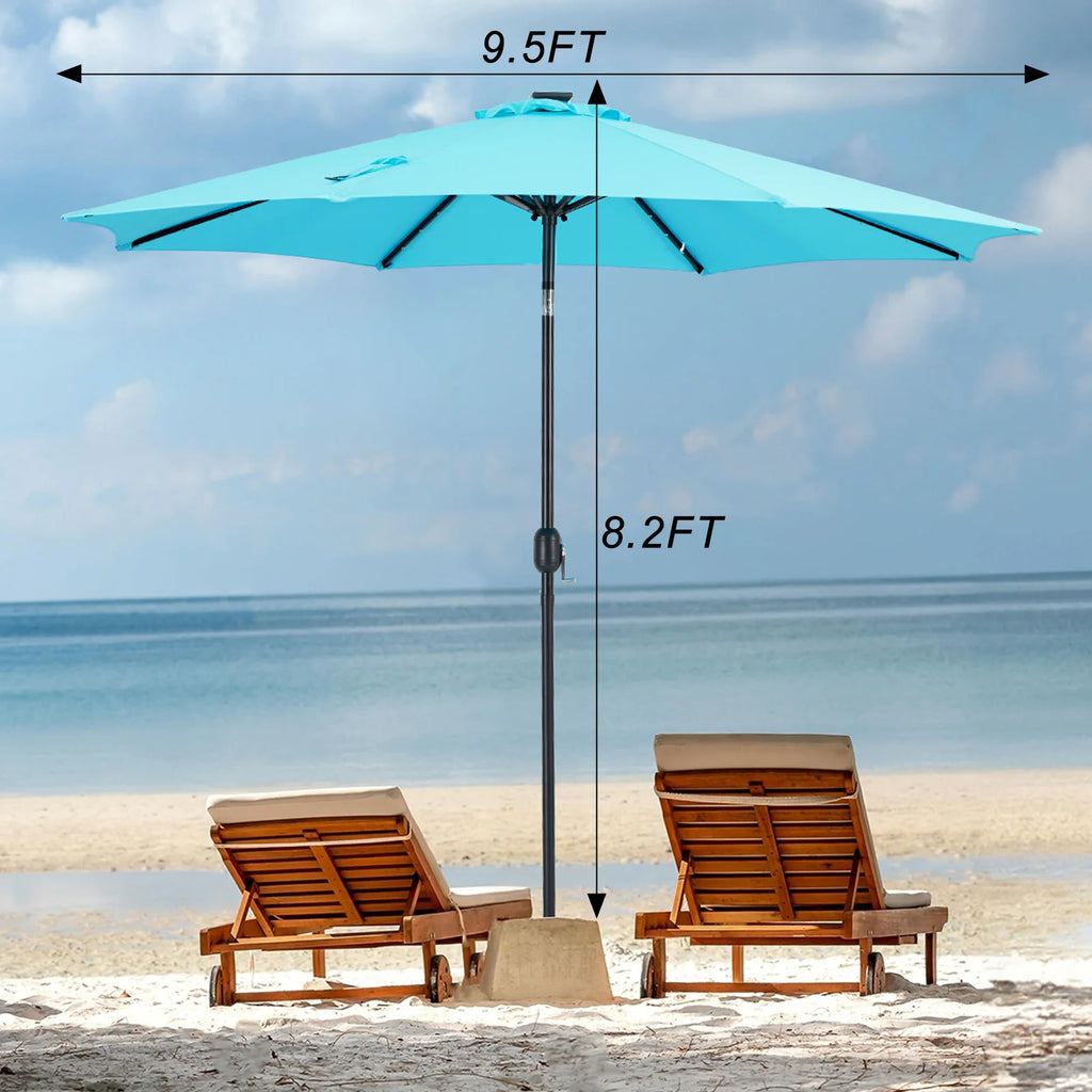 JHK 10FT Solar Patio Umbrella with 32 LED Lights UV-Resistant Outdoor Table Umbrella with Tilt and Crank for Backyard Garden - view 13