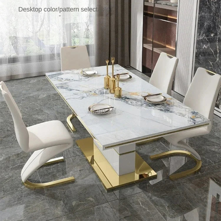 Marble Square Dining Table Set 4 Chairs and  6 Chairs,modern Luxury Gold with 6 Seater Restaurant Dining Room Furniture - view 8