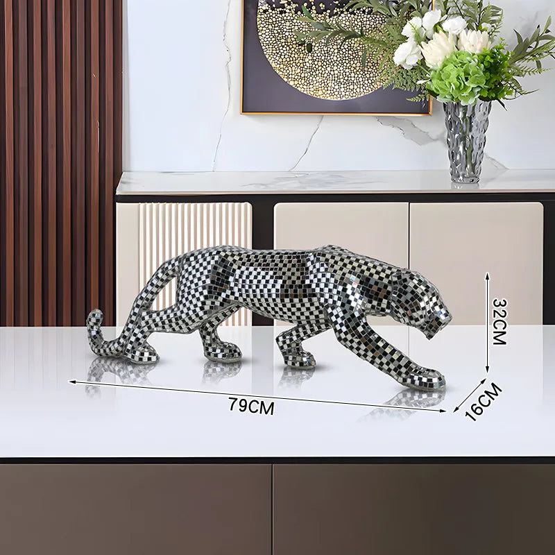 Modern Luxury Leopard Sculptures Desk Ornaments Art Leopard Figurines Living Room Creative Animals Sculptures Bedroom Home Decor