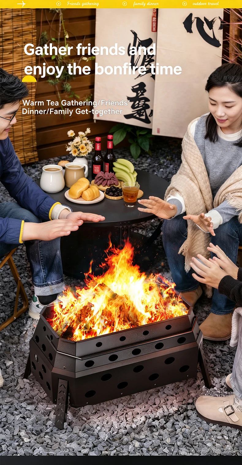 Portable Folding Campfire Grill Outdoor Wood Burning Stove for Camping And Hiking Lightweight Charcoal Fire Pit - view 10