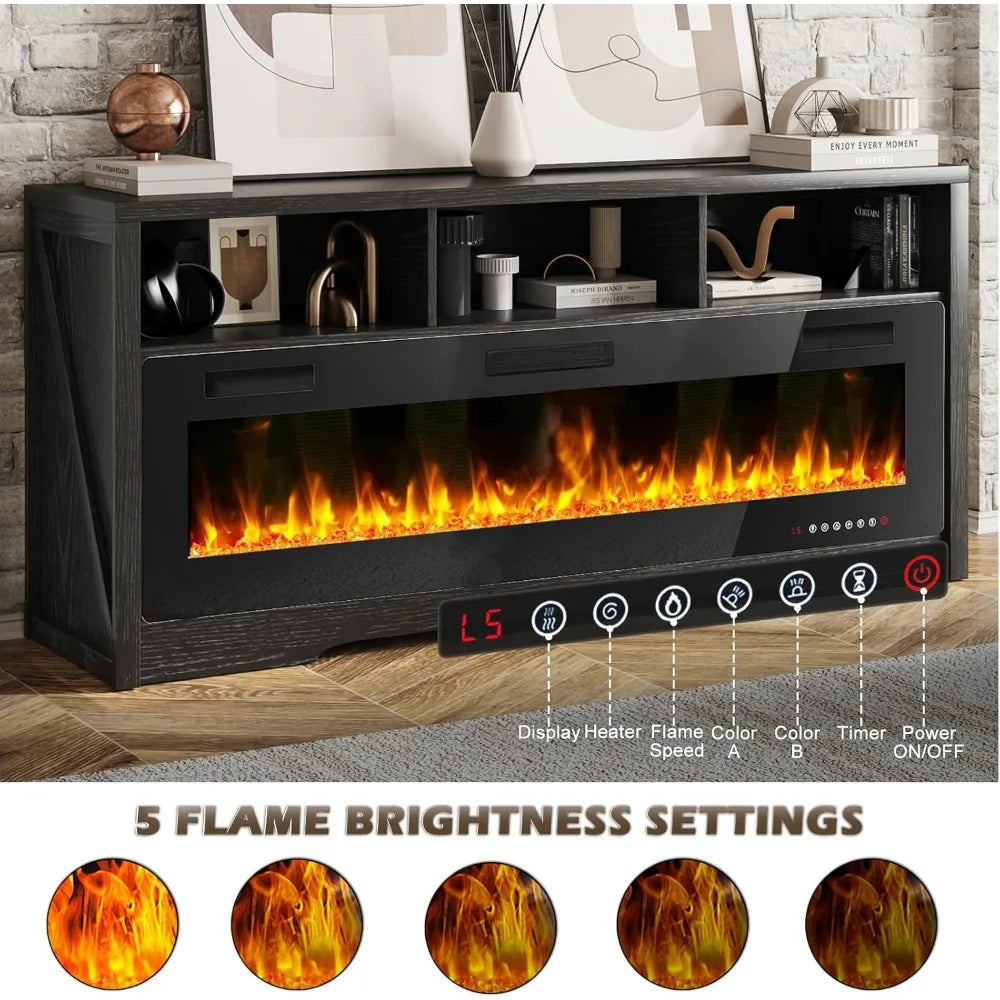 65''Fireplace TV Stand with 60" Fireplace,Entertainment Center