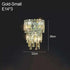 Gold small crystal wall lamp with cascading crystals and dimensions 28cm height by 22cm width