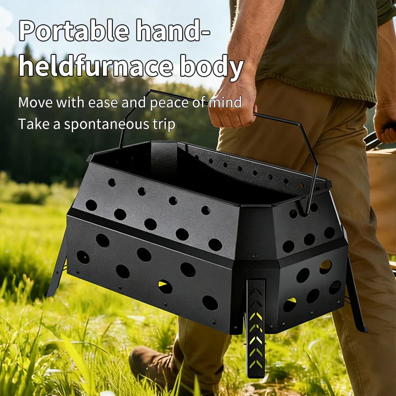 Portable Folding Campfire Grill Outdoor Wood Burning Stove for Camping And Hiking Lightweight Charcoal Fire Pit - view 3