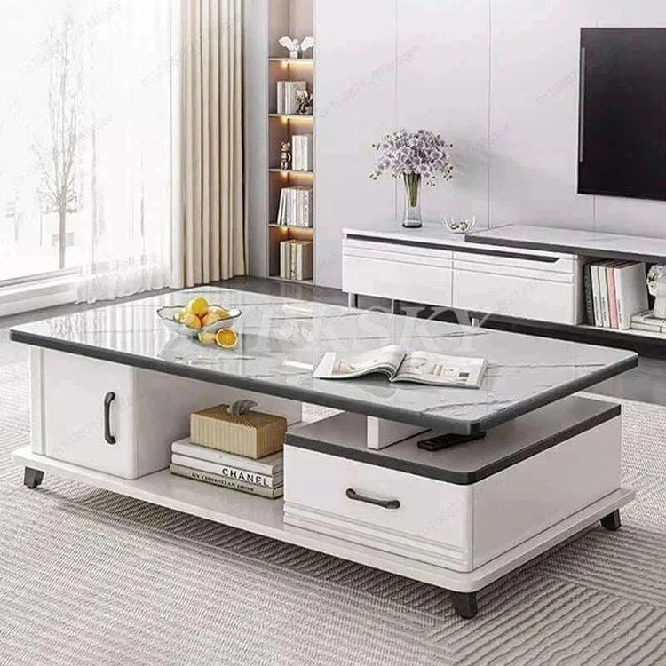 Stylish coffee table TV cabinet combination with modern design and spacious storage.