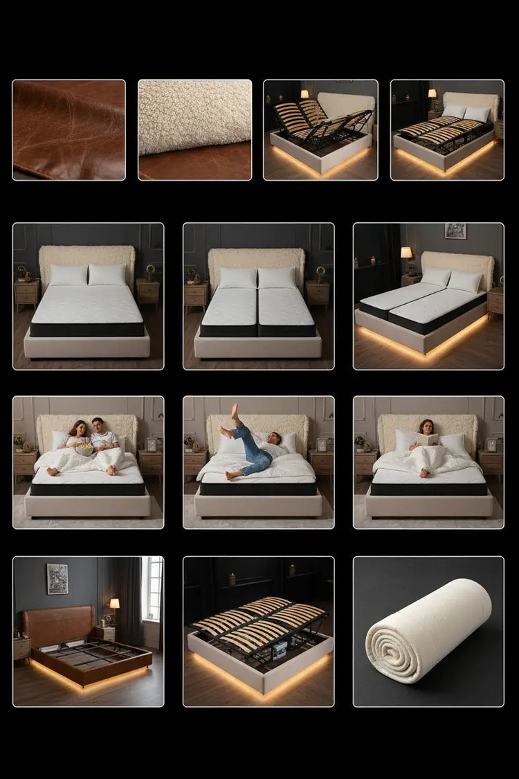 Luxury Adult Multi Functional Bed Metal Adjustable Smart Bases Bedroom Double Bed King Size Bedframe Camas De Casal Furniture