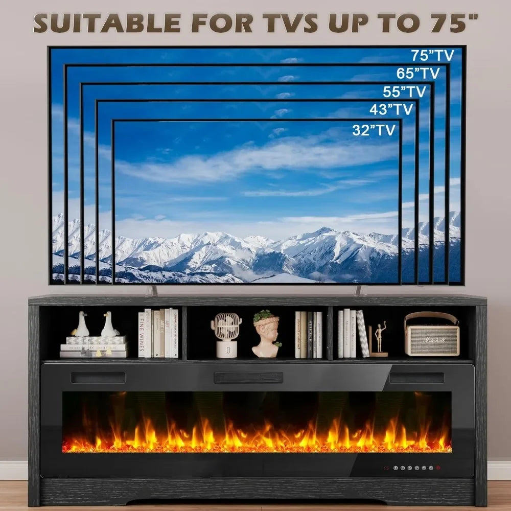 65''Fireplace TV Stand with 60" Fireplace,Entertainment Center