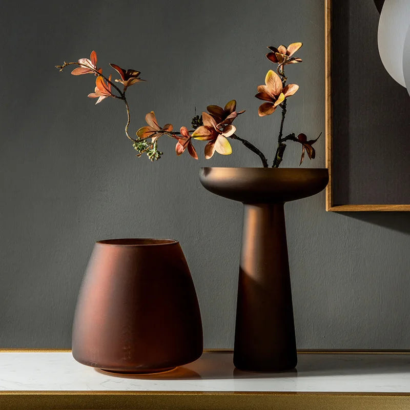 Nordic Frosted Glass Vase | Light Luxury Tabletop & Hydroponic Accent
