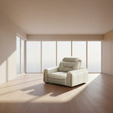 Premium Italian genuine leather sectional sofa with USB and Bluetooth in a modern living room setting.