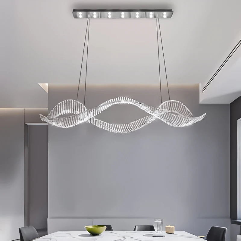 Modern Pendant Light For Living Room Nordic Luxury Dining Room Chandelier Fishbone Dining Room Ceiling Hanging Lamp Crystal - view 3