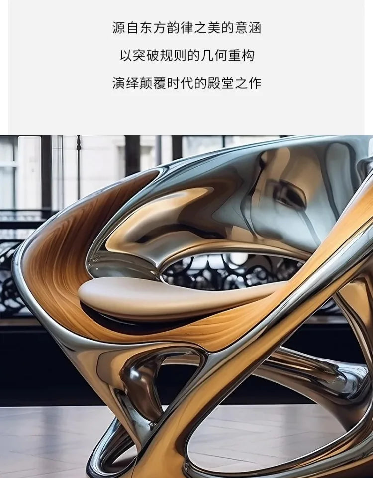 MX Nordic Designer Creative Leisure Chair Living Room Balcony Single Sofa Negotiation Chair Hollow Electroplating Chair