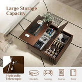 Lift Top Coffee Table with Storage showcasing large storage capacity and a sleek hydraulic telescopic design.