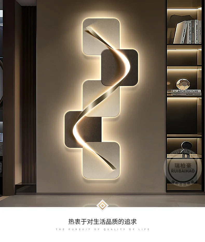 Light luxury entrance hall decoration painting, LED lights, Italian minimalist living room, high-end mural in the corridor - view 7
