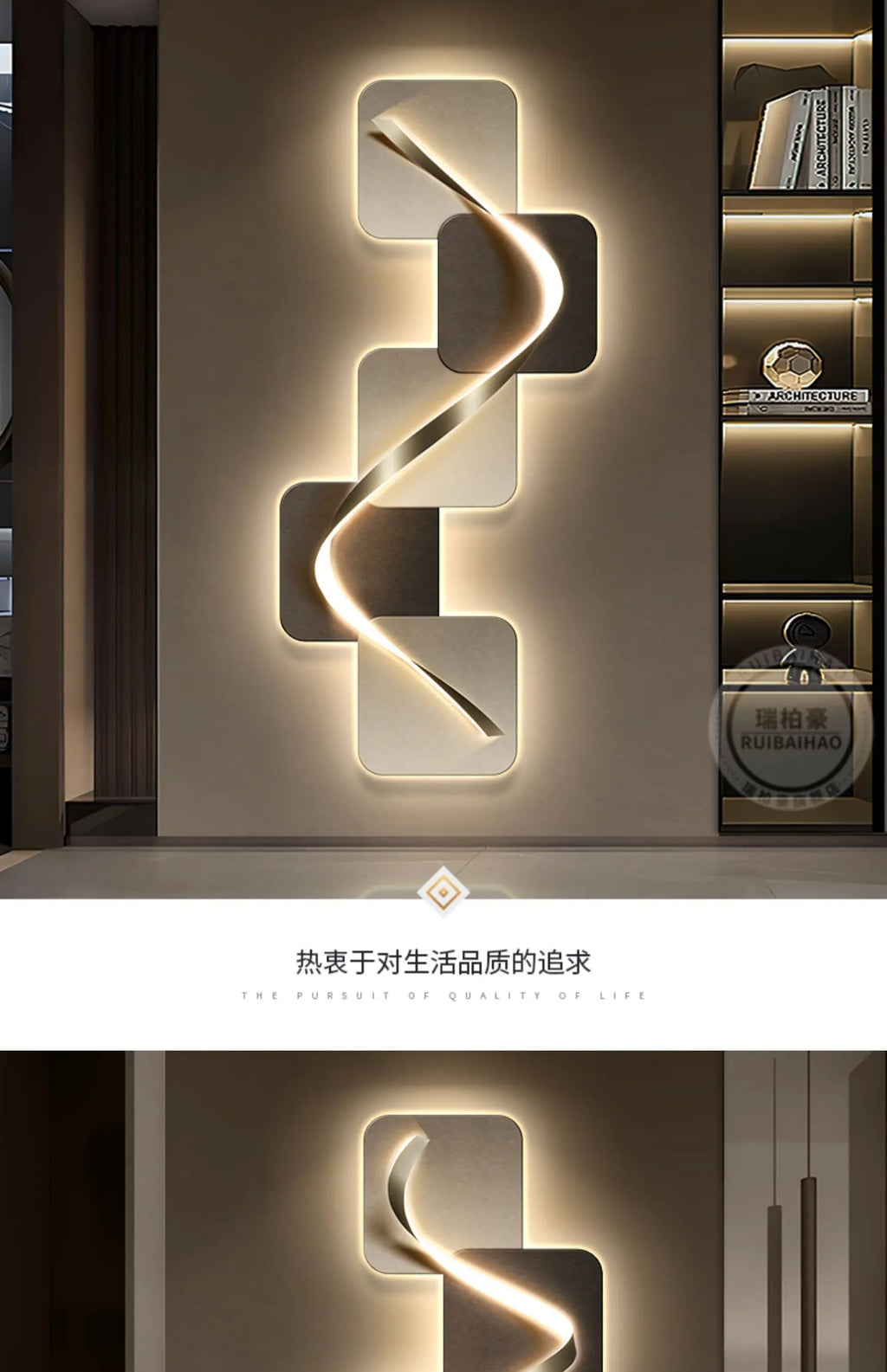 Light luxury entrance hall decoration painting, LED lights, Italian minimalist living room, high-end mural in the corridor - view 8