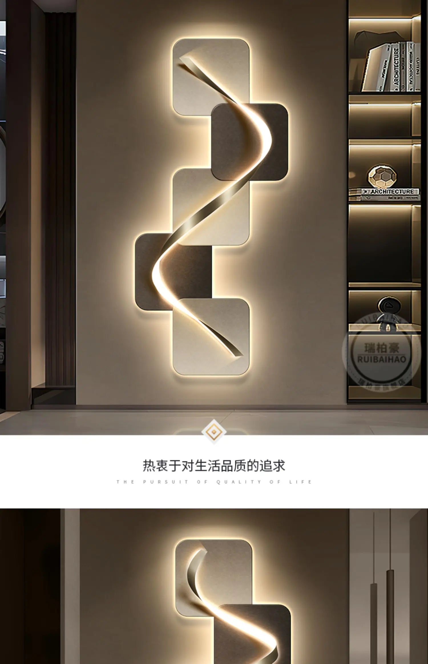 Light luxury entrance hall decoration painting, LED lights, Italian minimalist living room, high-end mural in the corridor - view 8
