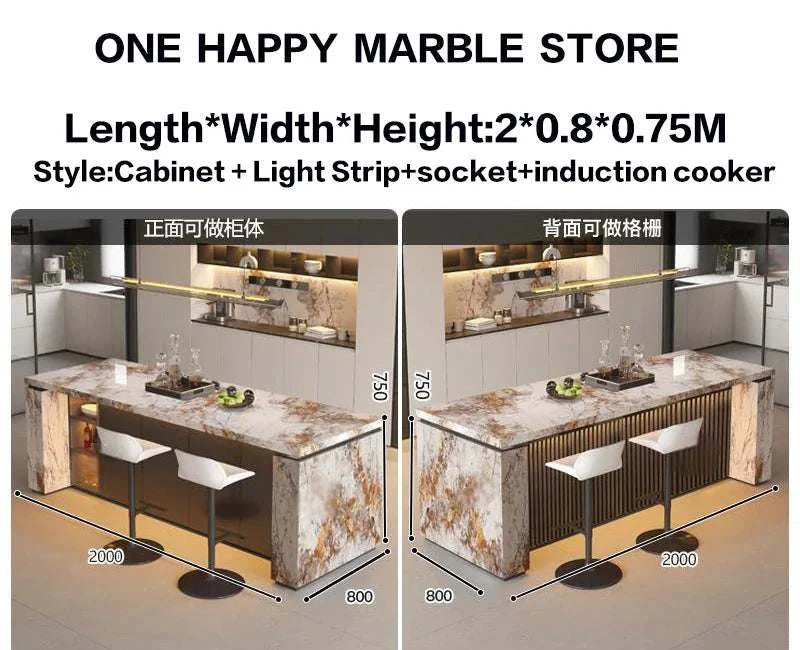 Luxury Marble Kitchen Island Dining Table, Custom Modern Bar Countertop