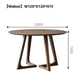 Wooden dining table with dimensions labeled on a white background