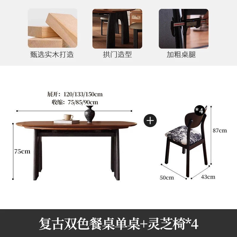 Italy Luxury Dining Table Wood Vintage Minimalist Design Dining Table Extendable Garden Conjuntos De Sala De Jantar Furniture